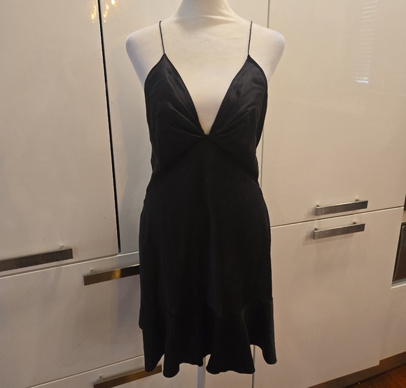 VTG Victoria's Secret 100% Silk Gold Label Black Mini Slip Dress Negligee Small - Picture 1 of 9